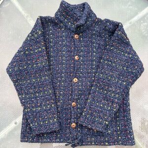Vintage Multicolor Wool Knit Button Up Cardigan Sweater